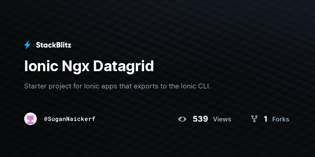 Ionic Ngx Datagrid - StackBlitz
