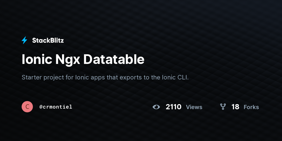 Ionic Ngx Datatable - StackBlitz