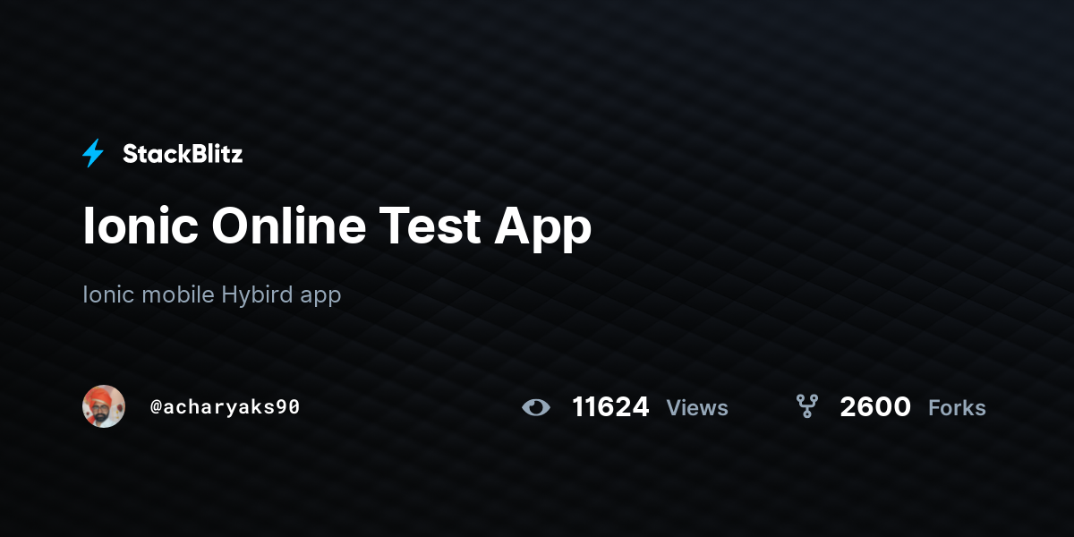Ionic Online Test App - StackBlitz