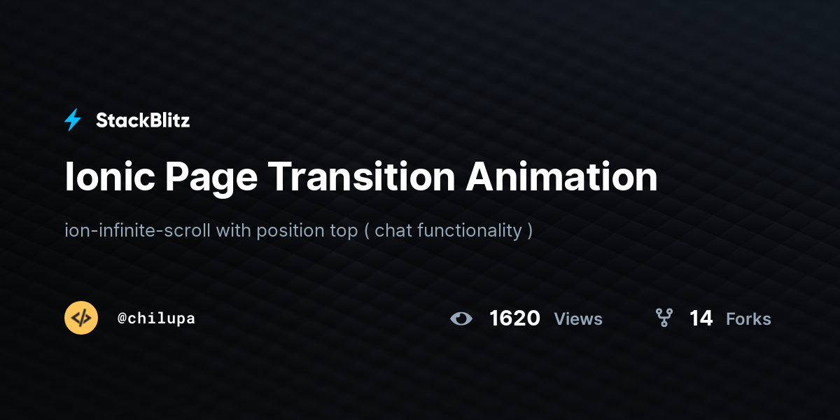Ionic Page Transition Animation - StackBlitz