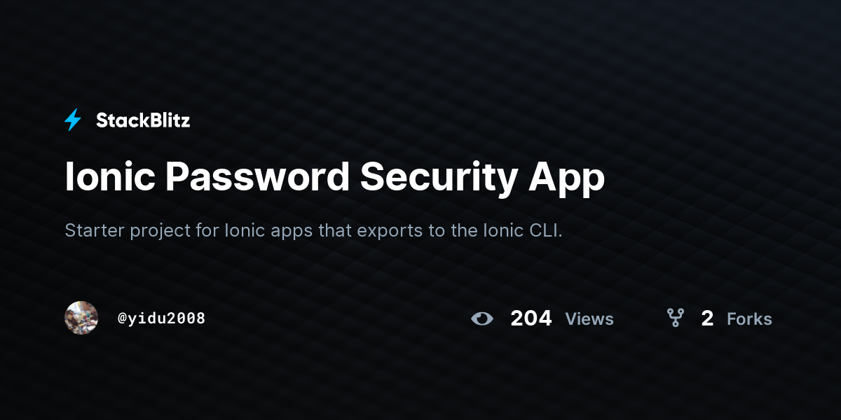 Ionic Password Security App - StackBlitz