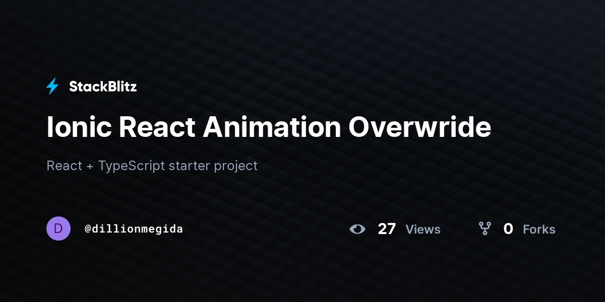 Ionic React Animation Overwride - StackBlitz