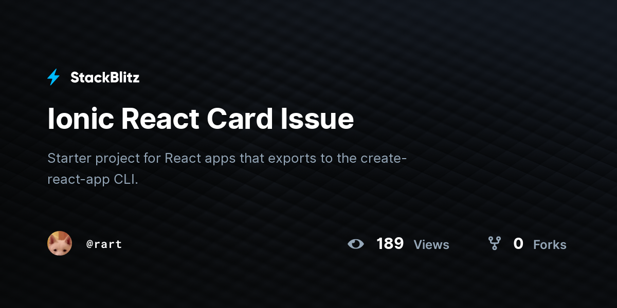 Ionic React Card Issue - StackBlitz
