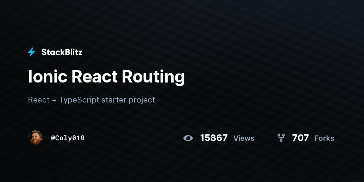 Ionic React Routing - StackBlitz
