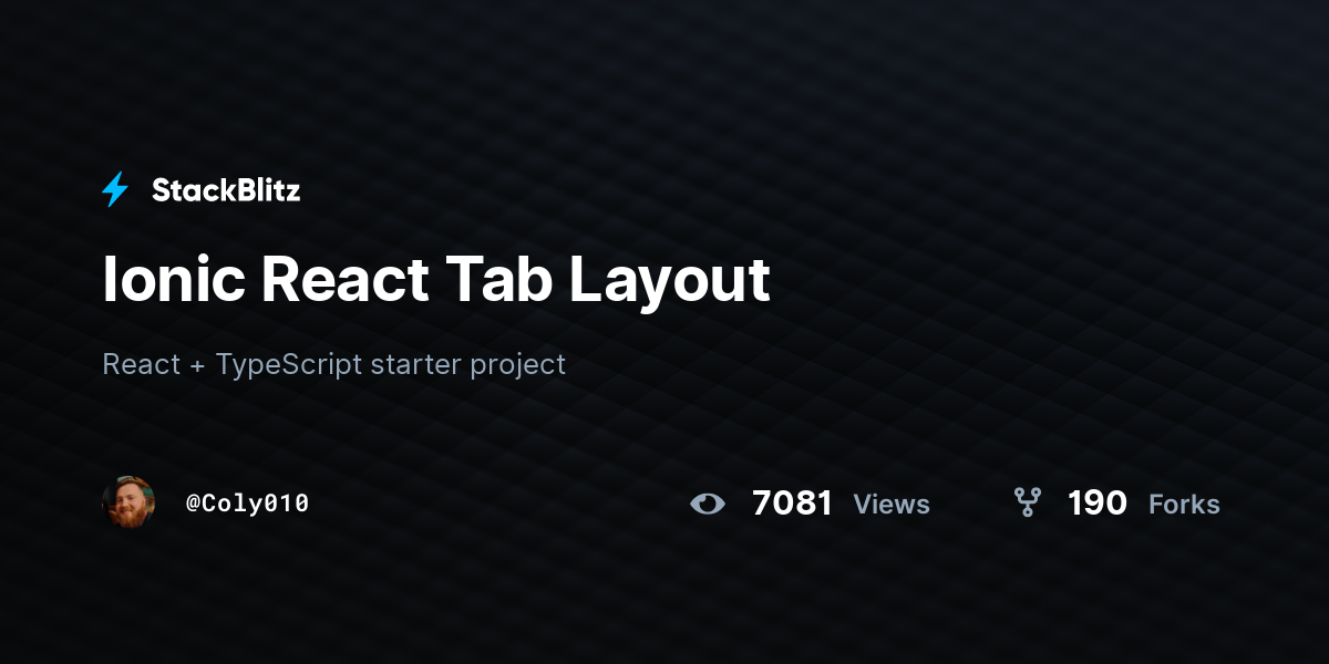 Ionic React Tab Layout - StackBlitz