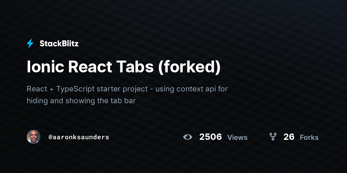 Ionic React Tabs (forked) - StackBlitz