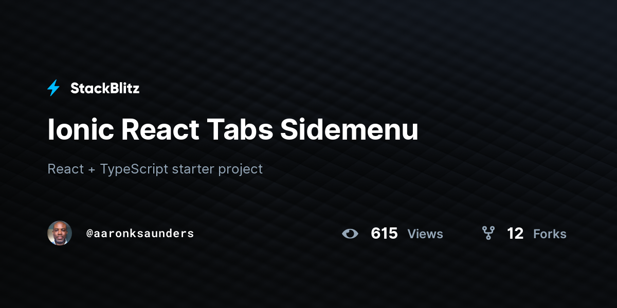 Ionic React Tabs Sidemenu - StackBlitz