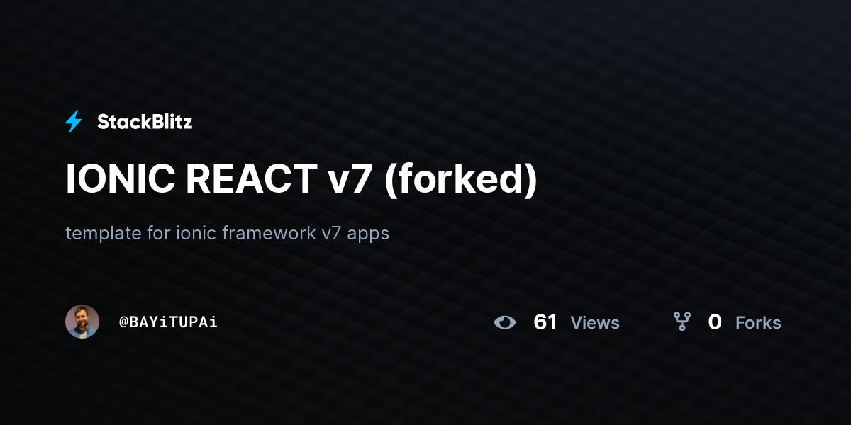 IONIC REACT v7 (forked) - StackBlitz