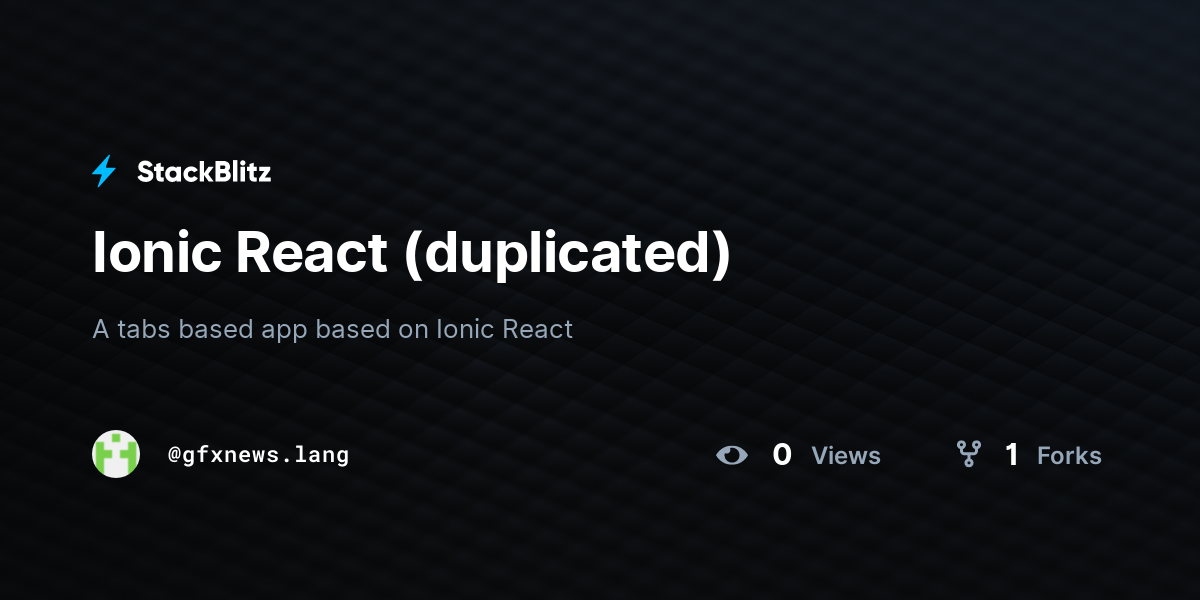 Ionic React (duplicated) - StackBlitz