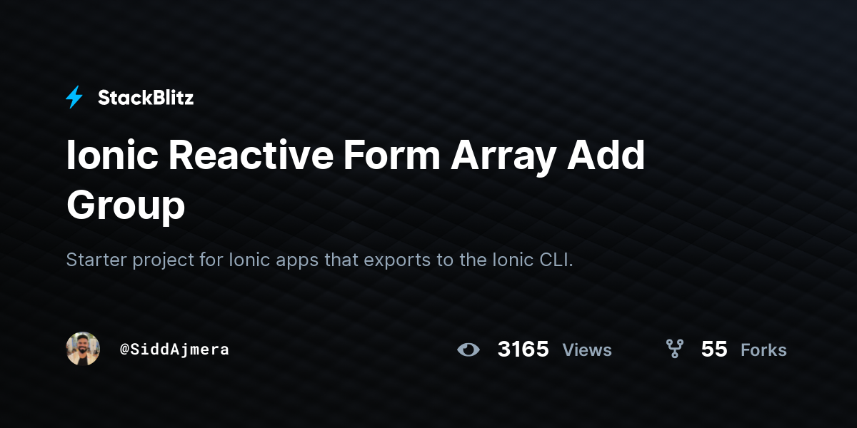 Ionic Reactive Form Array Add Group - StackBlitz