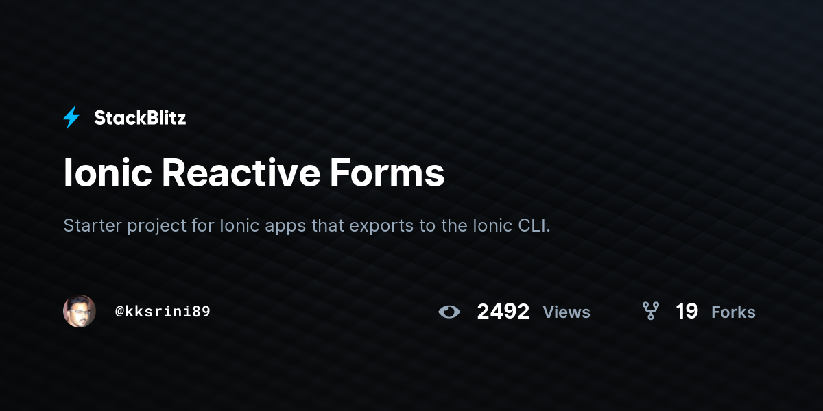 Ionic Reactive Forms - StackBlitz