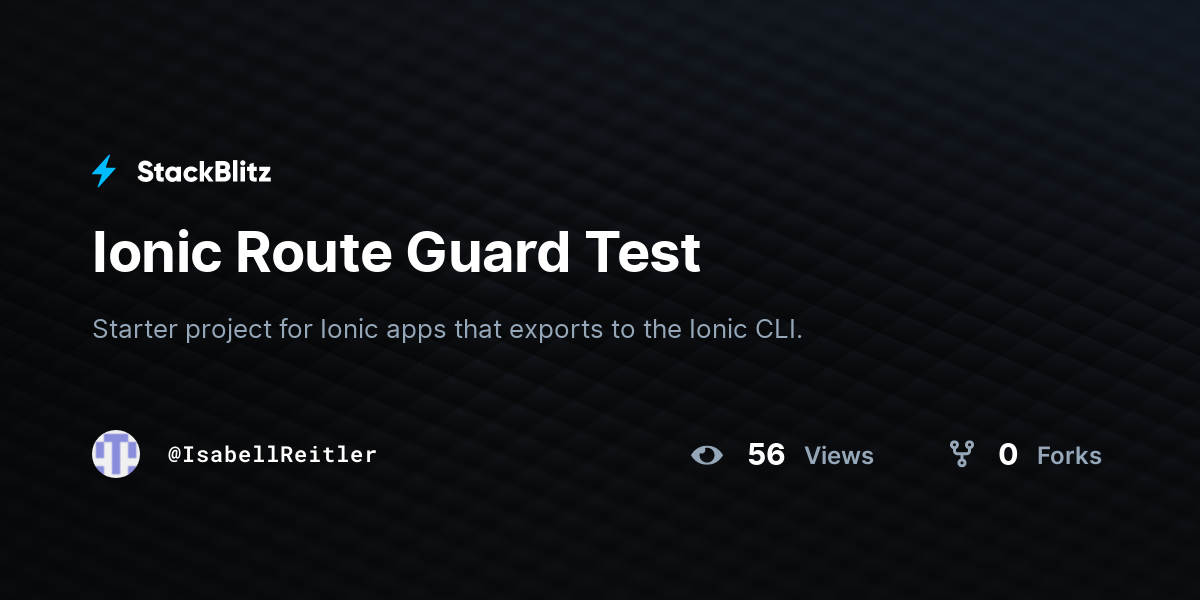 Ionic Route Guard Test - StackBlitz