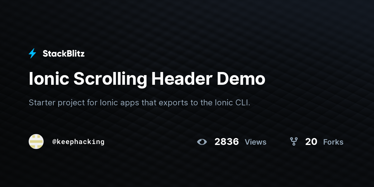 Ionic Scrolling Header Demo - StackBlitz