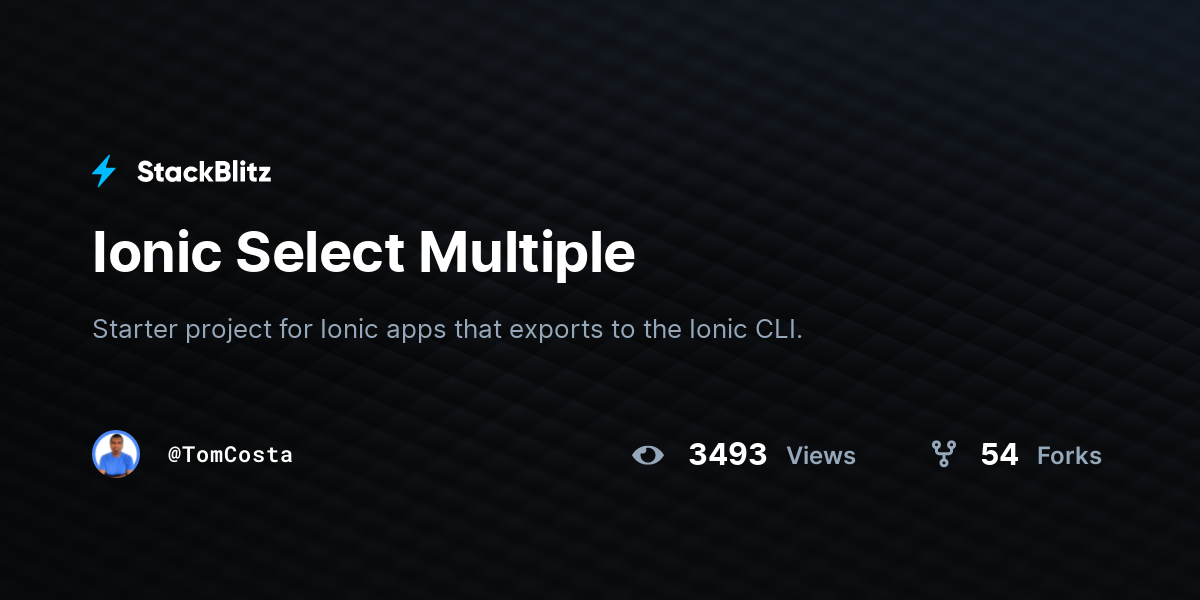 Ionic Select Multiple - StackBlitz
