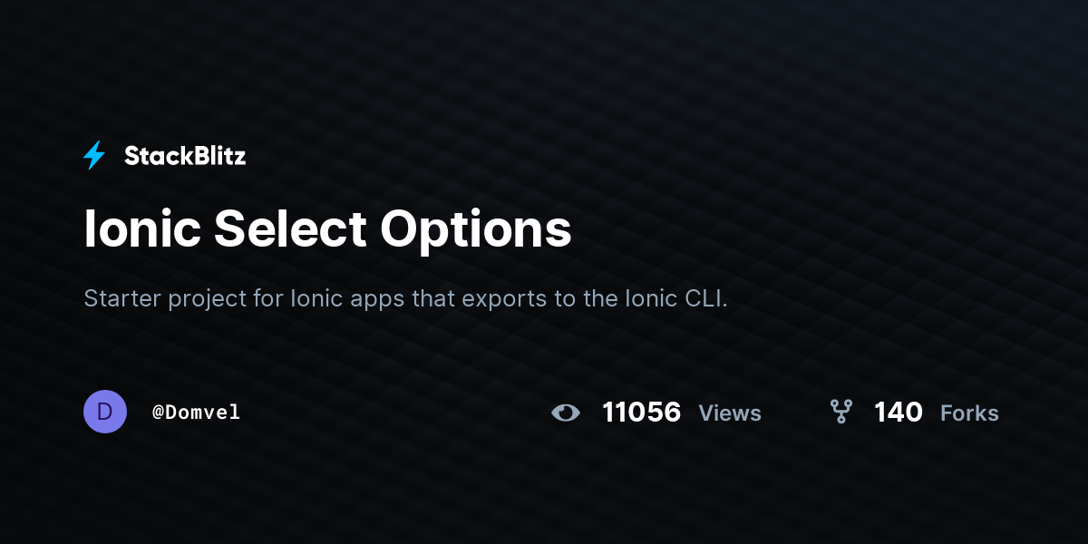 Ionic Select Options - StackBlitz