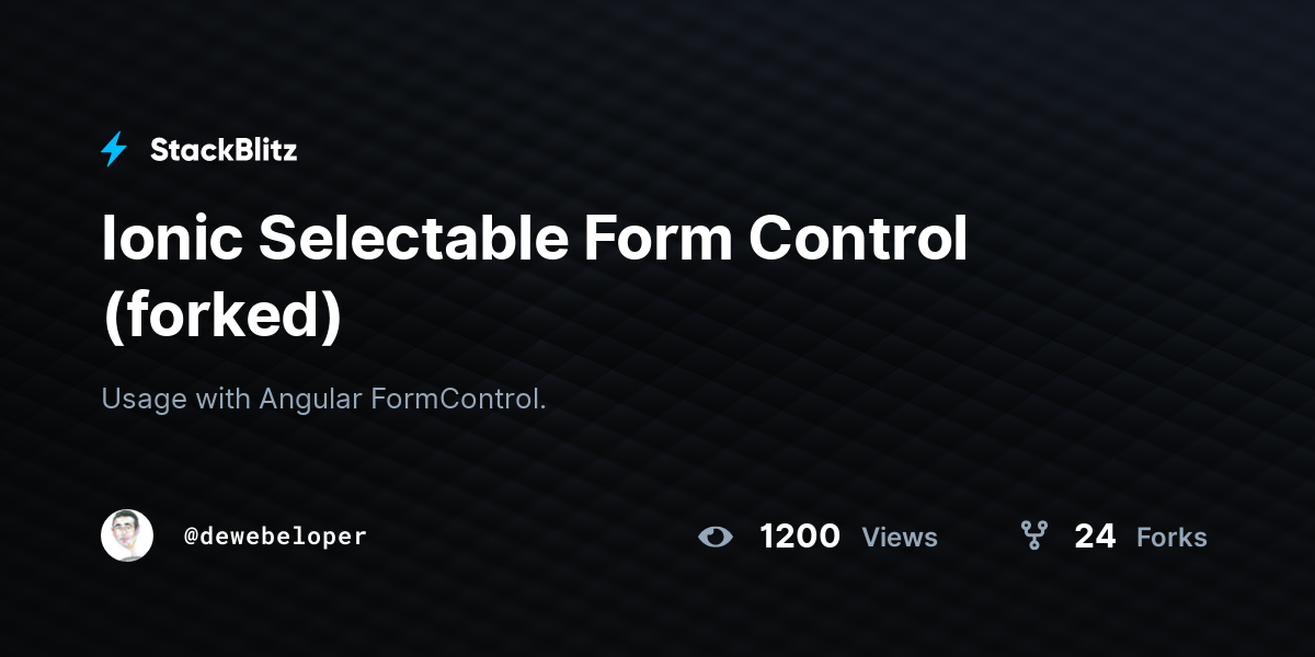 Ionic Selectable Form Control (forked) - StackBlitz