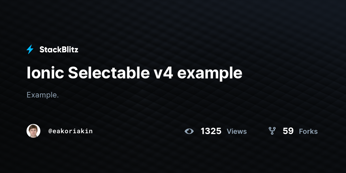 Ionic Selectable v4 example - StackBlitz
