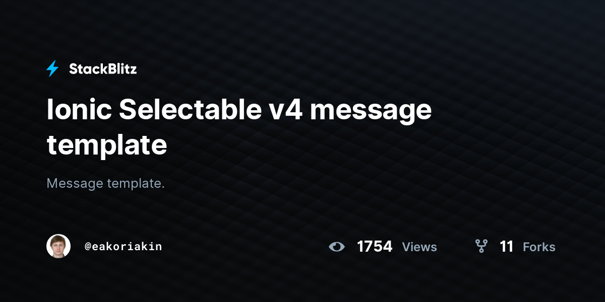 Ionic Selectable v4 message template - StackBlitz