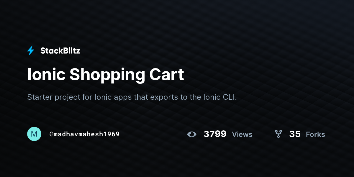 Ionic Shopping Cart - StackBlitz