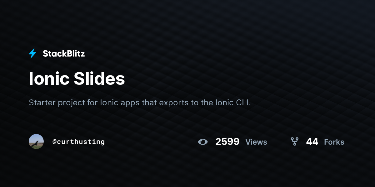 Ionic Slides - StackBlitz