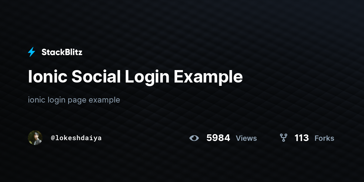 Ionic Social Login Example - StackBlitz