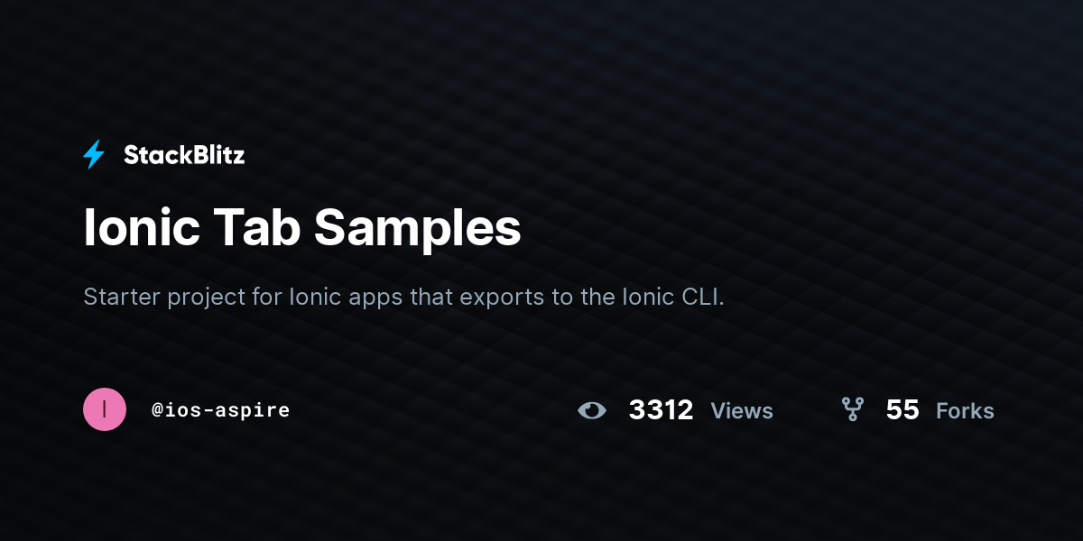 Ionic Tab Samples - StackBlitz
