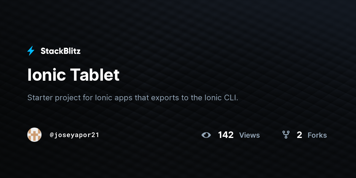 Ionic Tablet - StackBlitz
