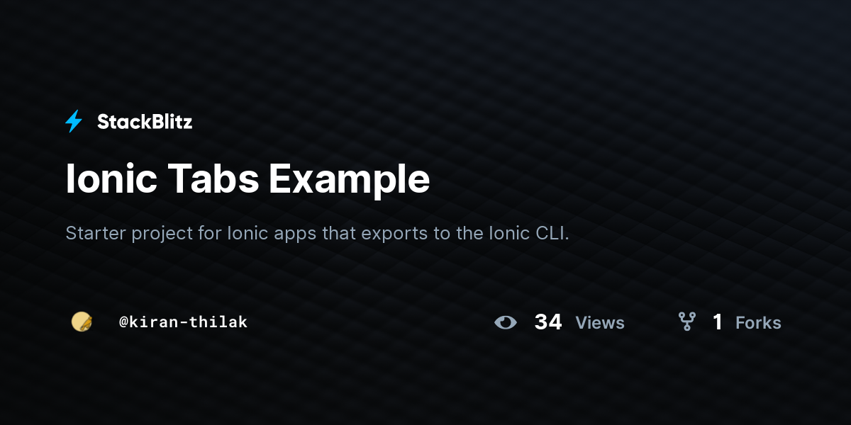 Ionic Tabs Example - StackBlitz