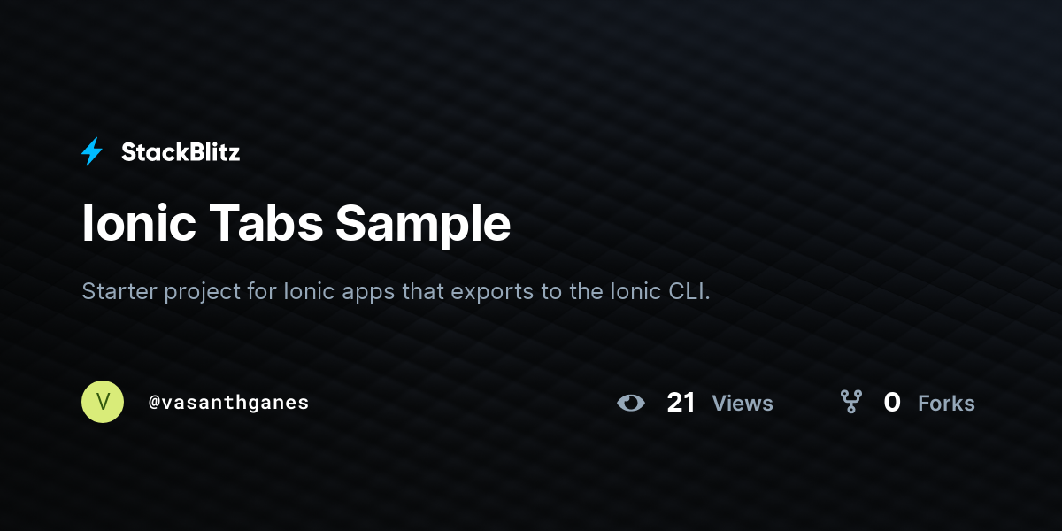 Ionic Tabs Sample - StackBlitz
