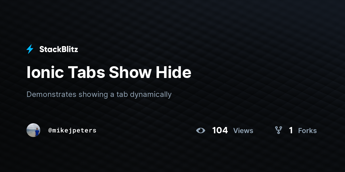 Ionic Tabs Show Hide - StackBlitz