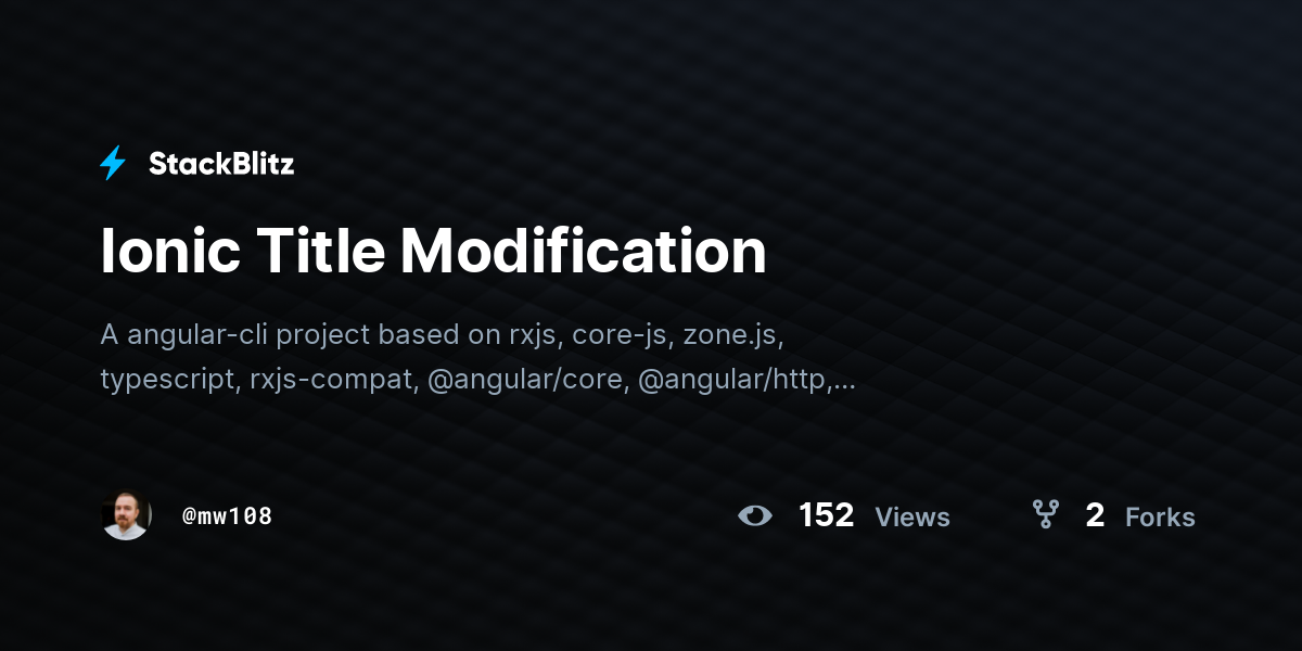 Ionic Title Modification - StackBlitz