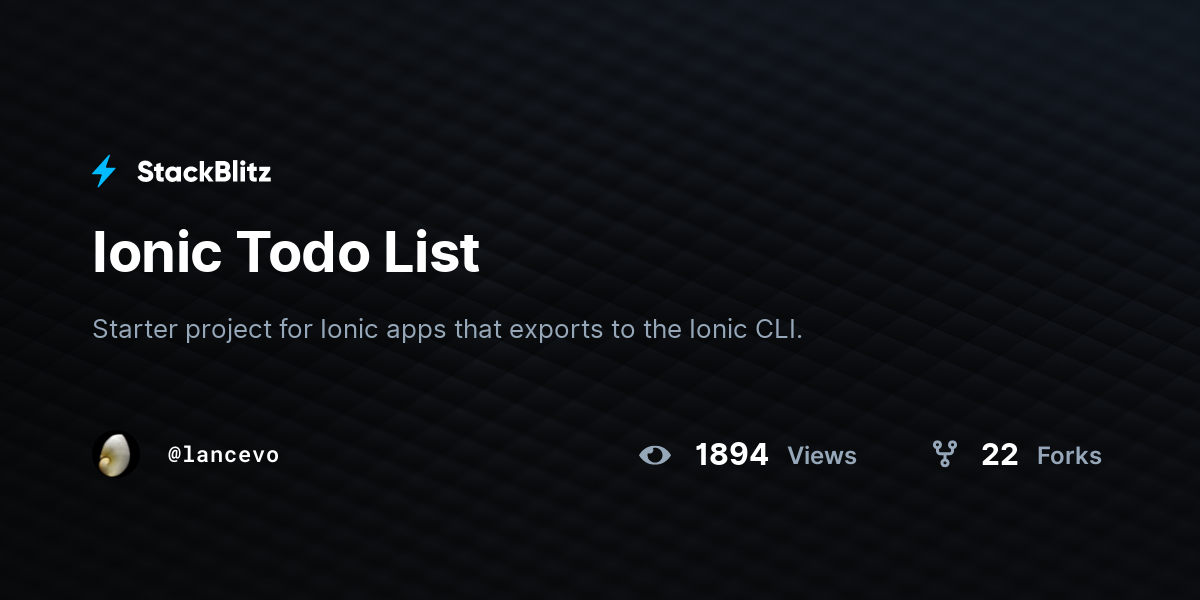 Ionic Todo List - StackBlitz