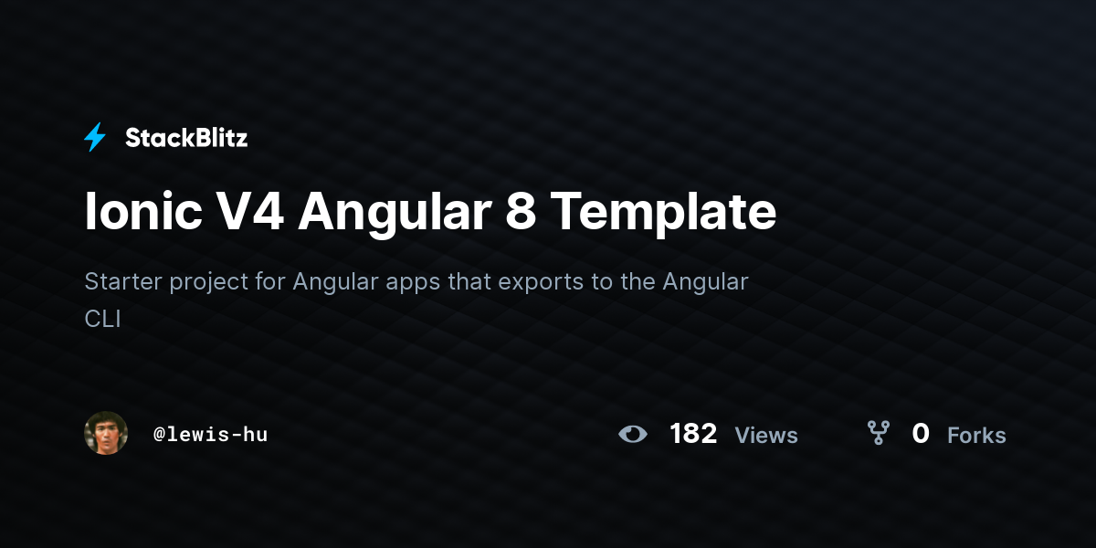 Ionic V4 Angular 8 Template - StackBlitz