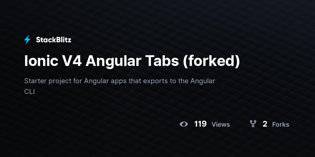 Ionic V4 Angular Tabs (forked) - StackBlitz