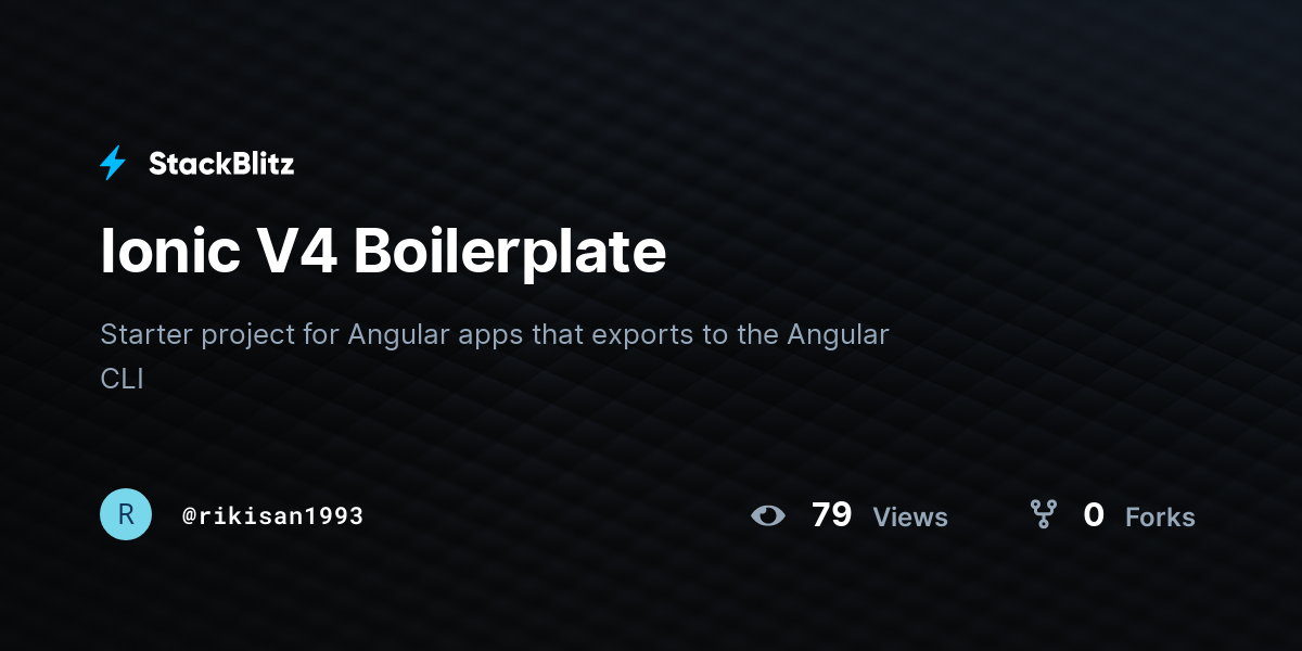 Ionic V4 Boilerplate - StackBlitz