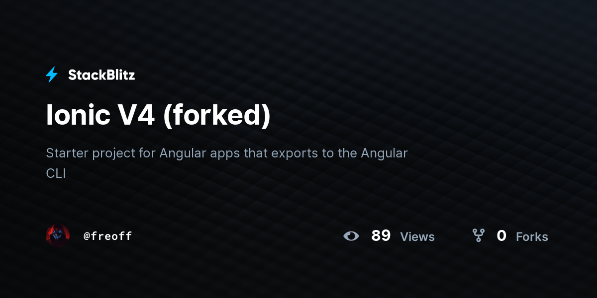 Ionic V4 (forked) - StackBlitz
