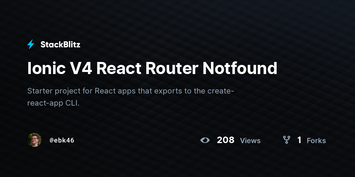 Ionic V4 React Router Notfound - StackBlitz