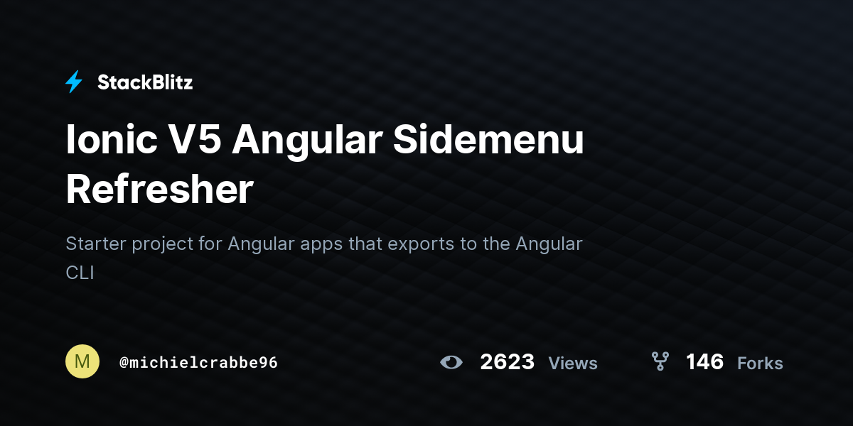 Ionic V5 Angular Sidemenu Refresher - StackBlitz