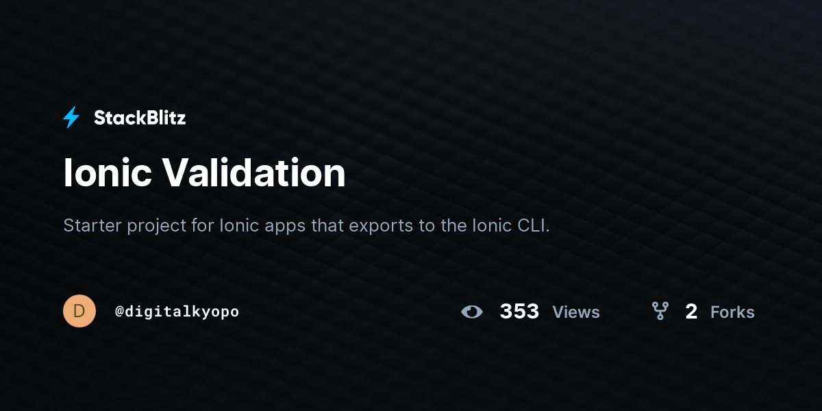 Ionic Validation - StackBlitz