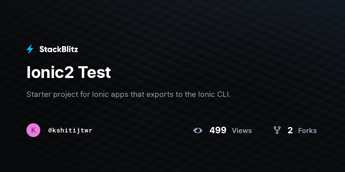 Ionic2 Test - StackBlitz