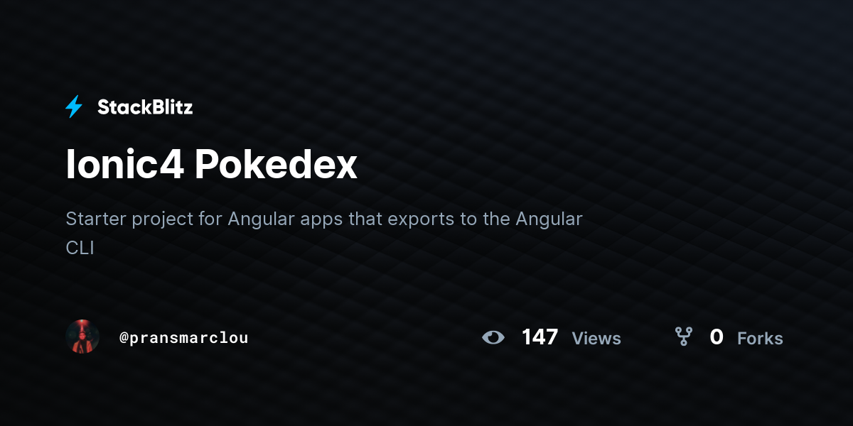 Ionic4 Pokedex - StackBlitz