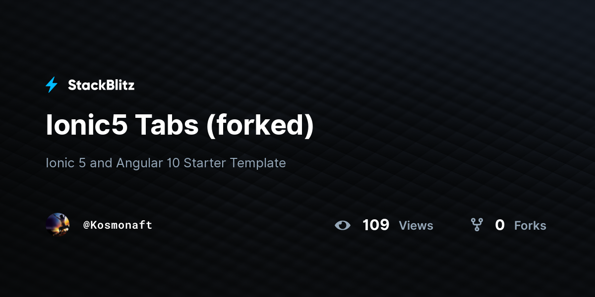 Ionic5 Tabs (forked) - StackBlitz