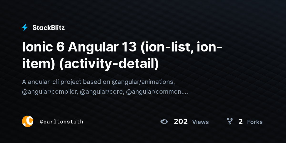 Ionic 6 Angular 13 (ion-list, ion-item) (activity-detail) - StackBlitz