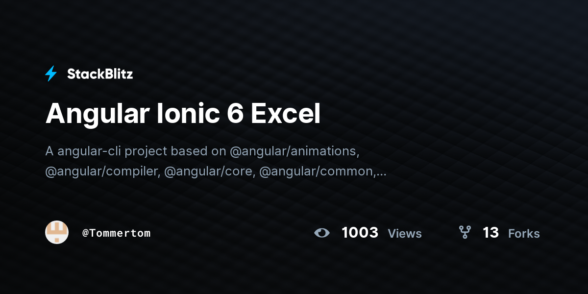 Angular Ionic 6 Excel - StackBlitz