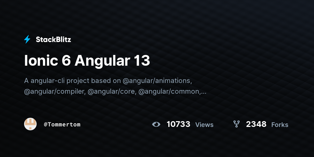 Ionic 6 Angular 13 - StackBlitz