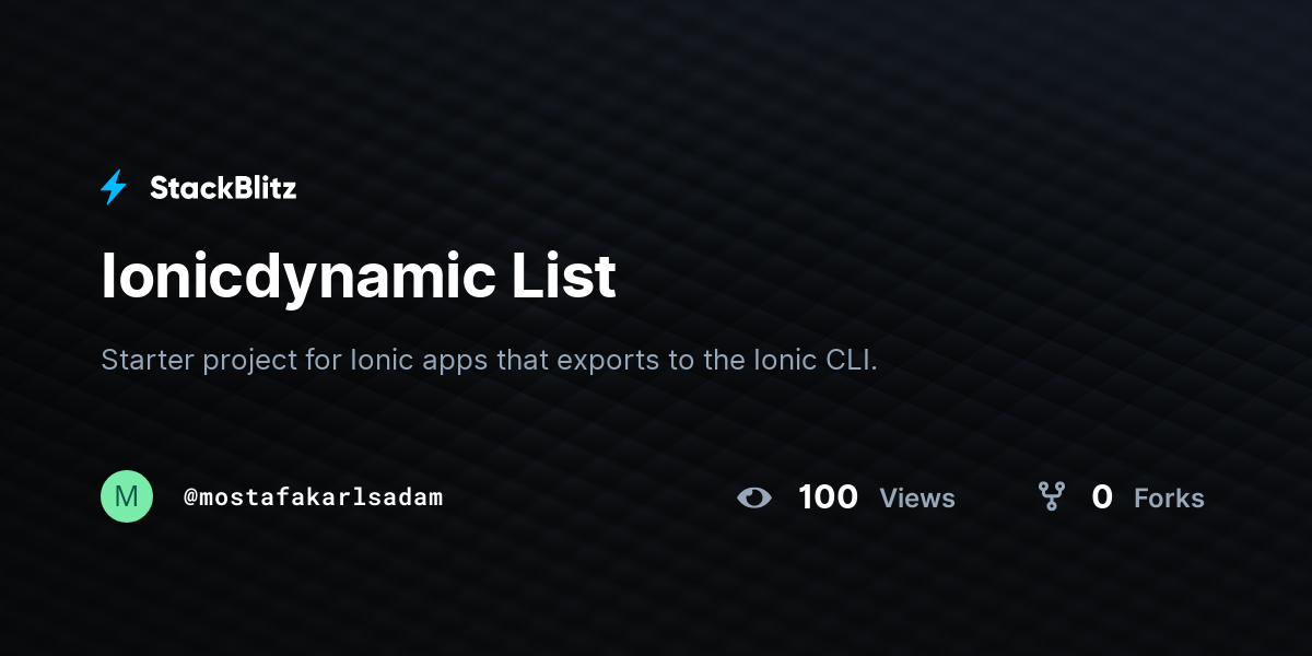 Ionicdynamic List - StackBlitz