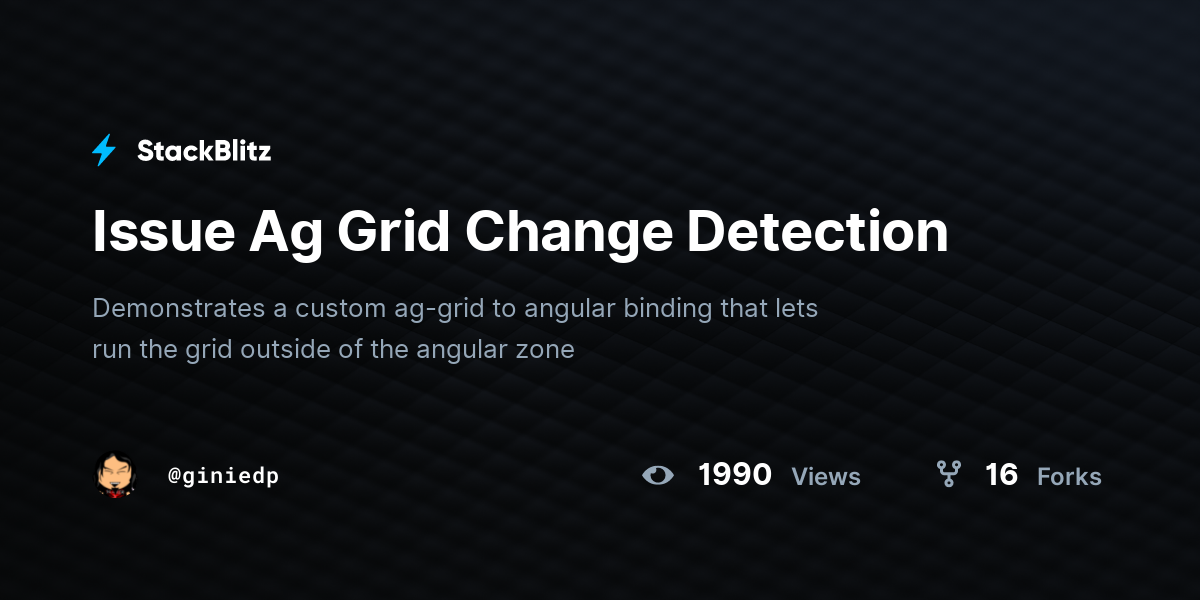 Issue Ag Grid Change Detection - StackBlitz