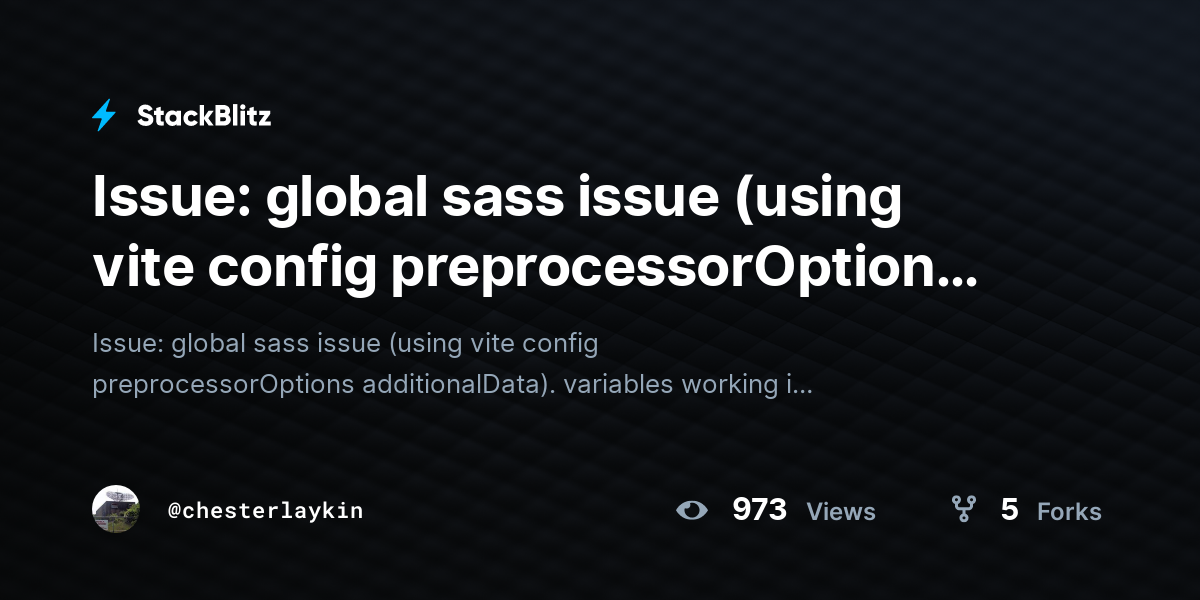 Issue: global sass issue (using vite config preprocessorOptions ...