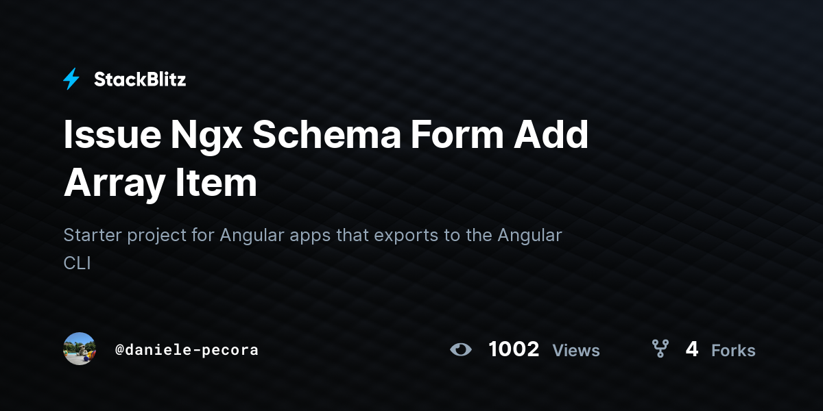 Issue Ngx Schema Form Add Array Item - StackBlitz