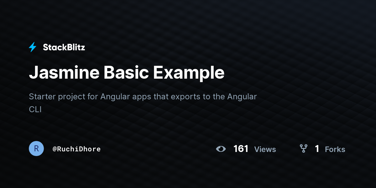 Jasmine Basic Example - StackBlitz